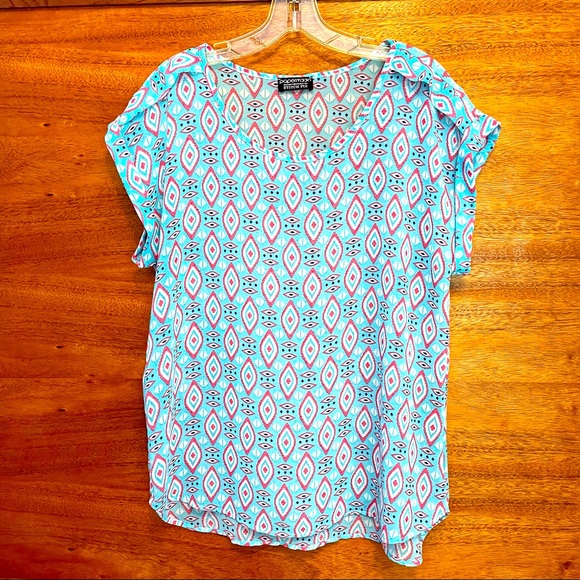 🎉HP🎉 Papermoon Pink & Blue Western Patterned Top - Picture 2 of 10